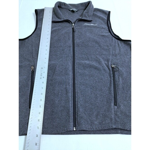 Eddie Bauer Mens XL Fleece Vest Jacket Full Zip Sweater Gray - Picture 9 of 9